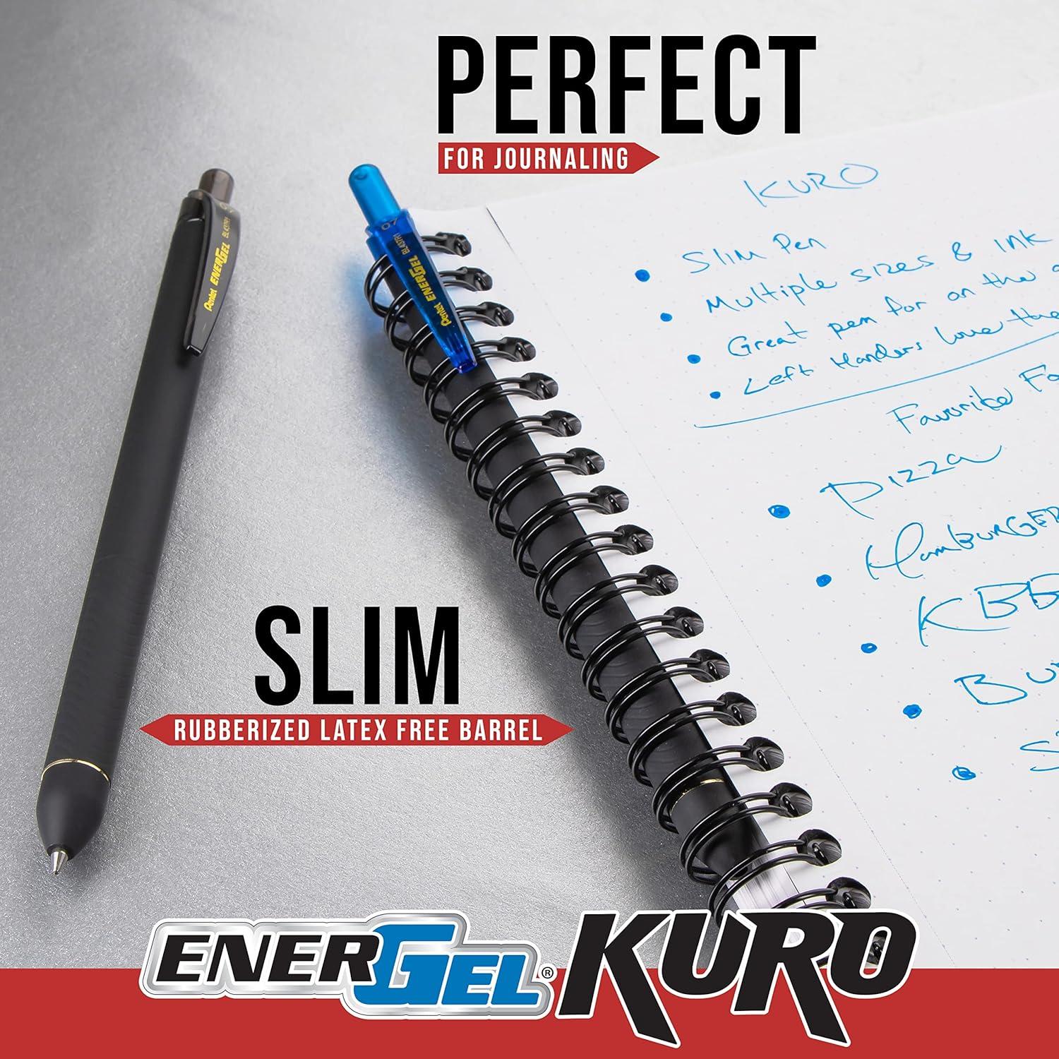 image:imagePentel EnerGel Kuro Retractable Liquid Gel Pen Shades of Black 07mm tip Assorted black ink Pack of 5 pens BL437PF5MAPack of 1