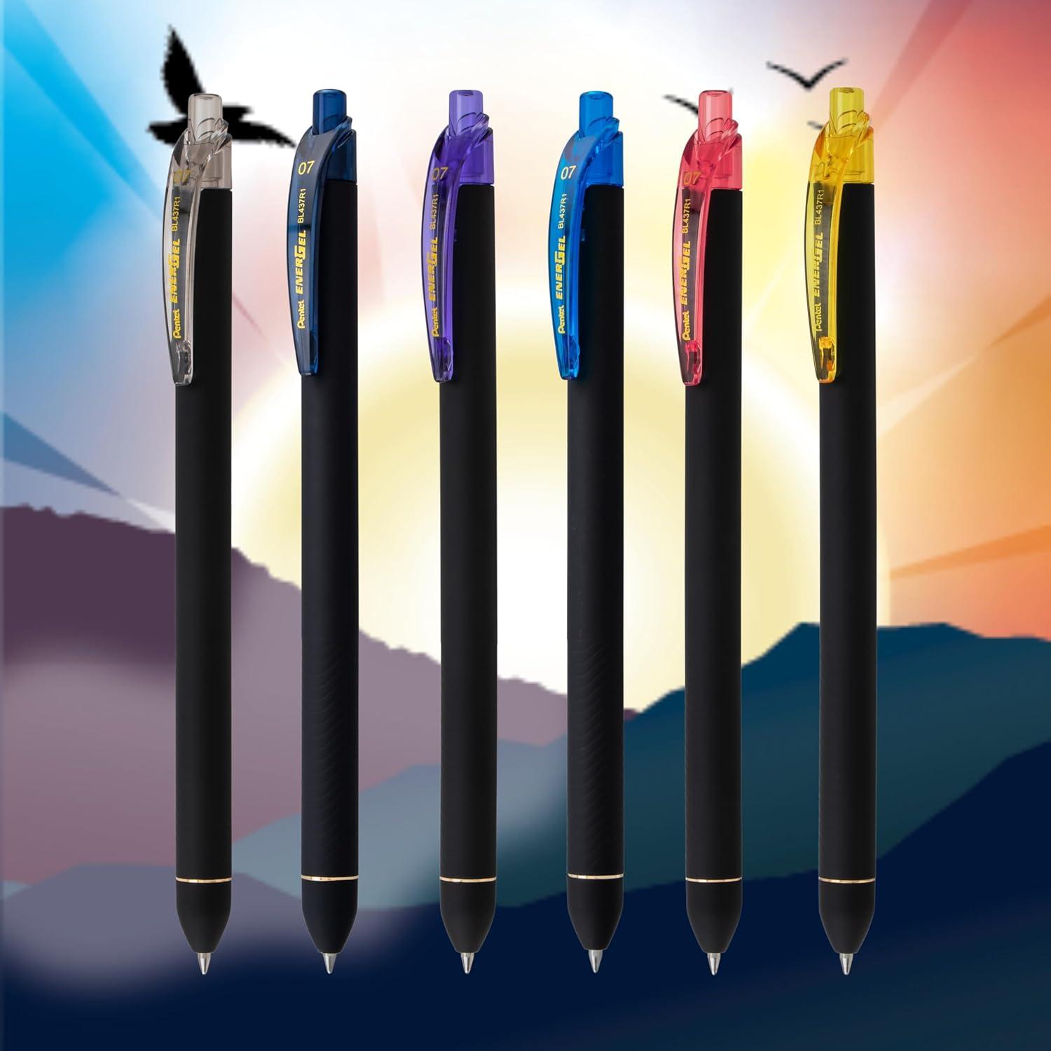 image:imagePentel EnerGel Kuro Shades of Dawn Retractable Liquid Gel Pen Assorted Ink Colors 6pk BL437DAWPF6Shades of Dawn