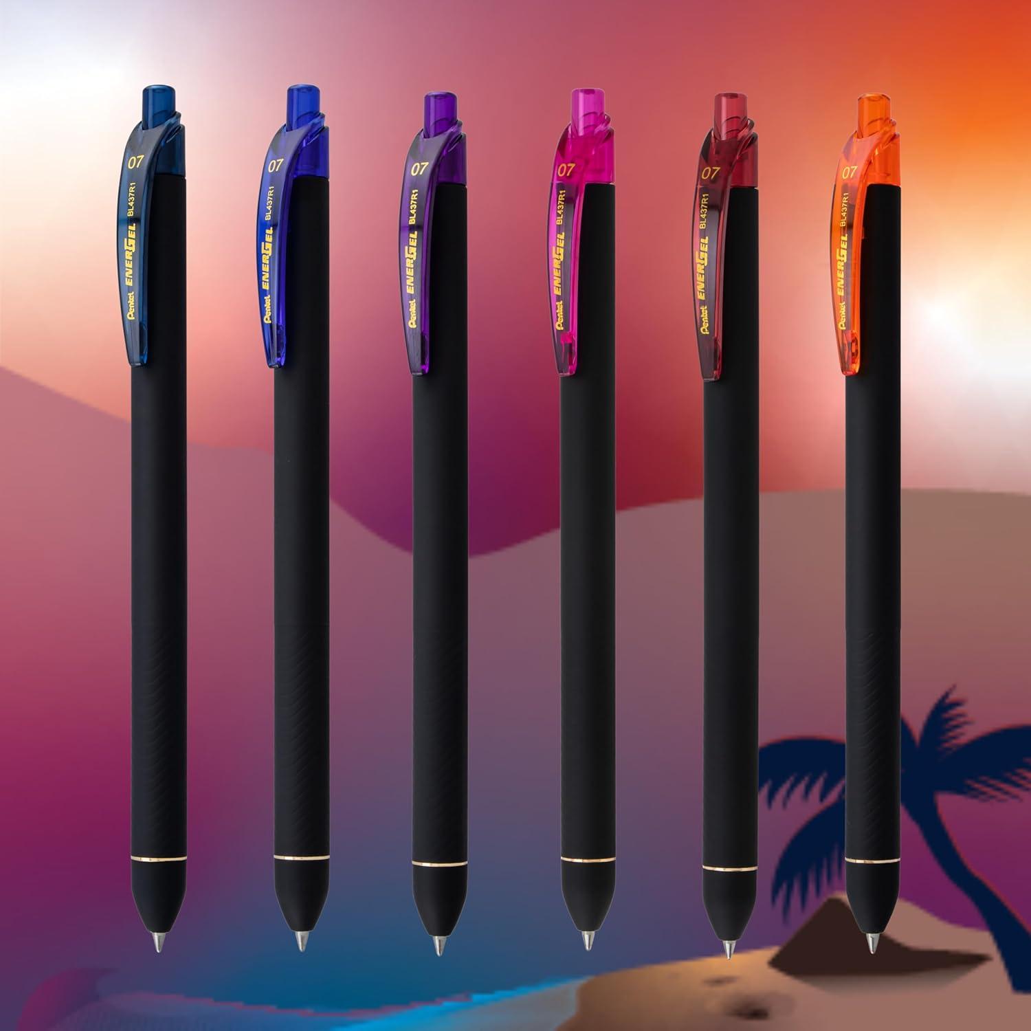 image:imagePentel EnerGel Kuro Shades of Dawn Retractable Liquid Gel Pen Assorted Ink Colors 6pk BL437DAWPF6Shades of Dusk