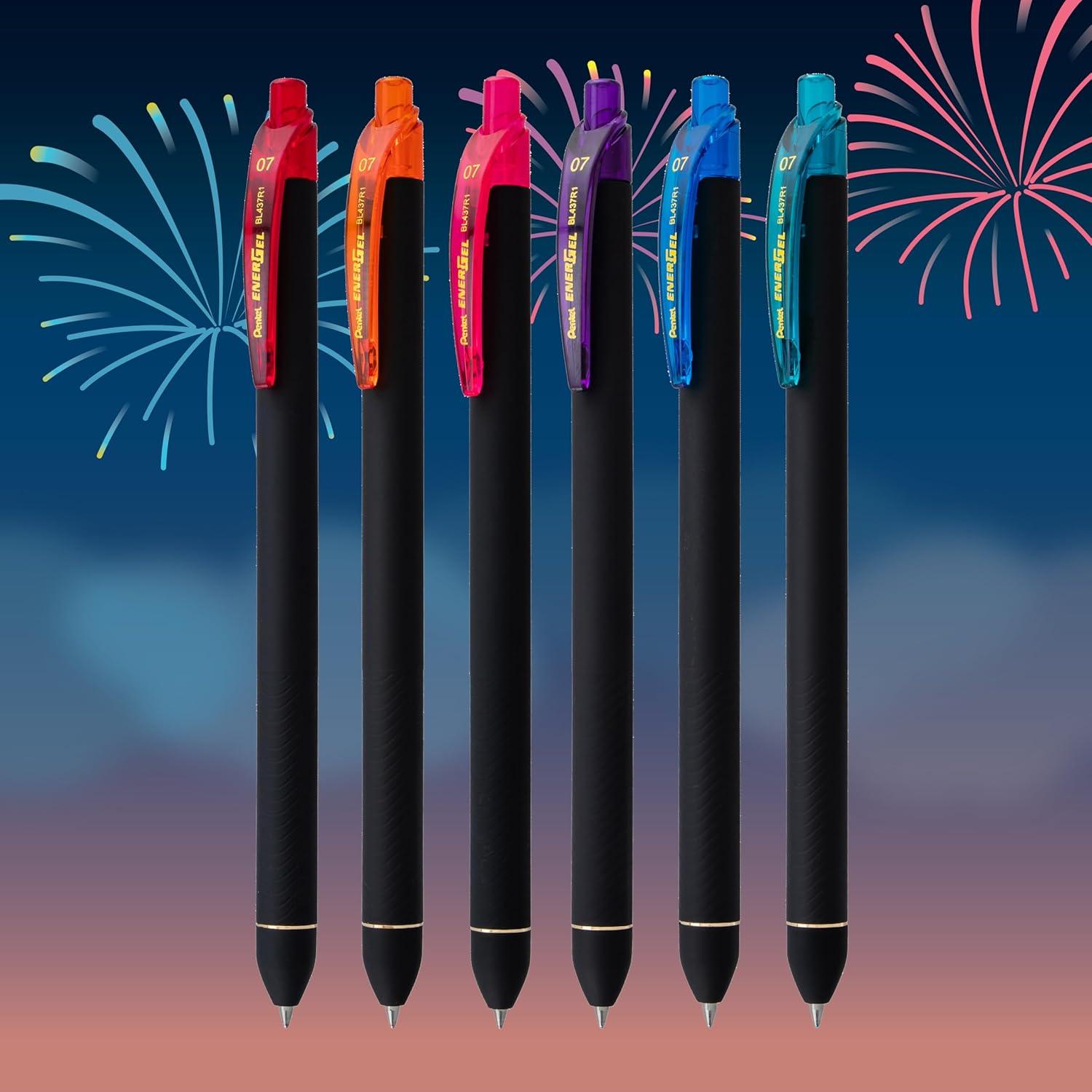 image:imagePentel EnerGel Kuro Shades of Peace Retractable Liquid Gel Pen Assorted Ink Colors Pack of 6 BL437PEAPF6Shades of Joy
