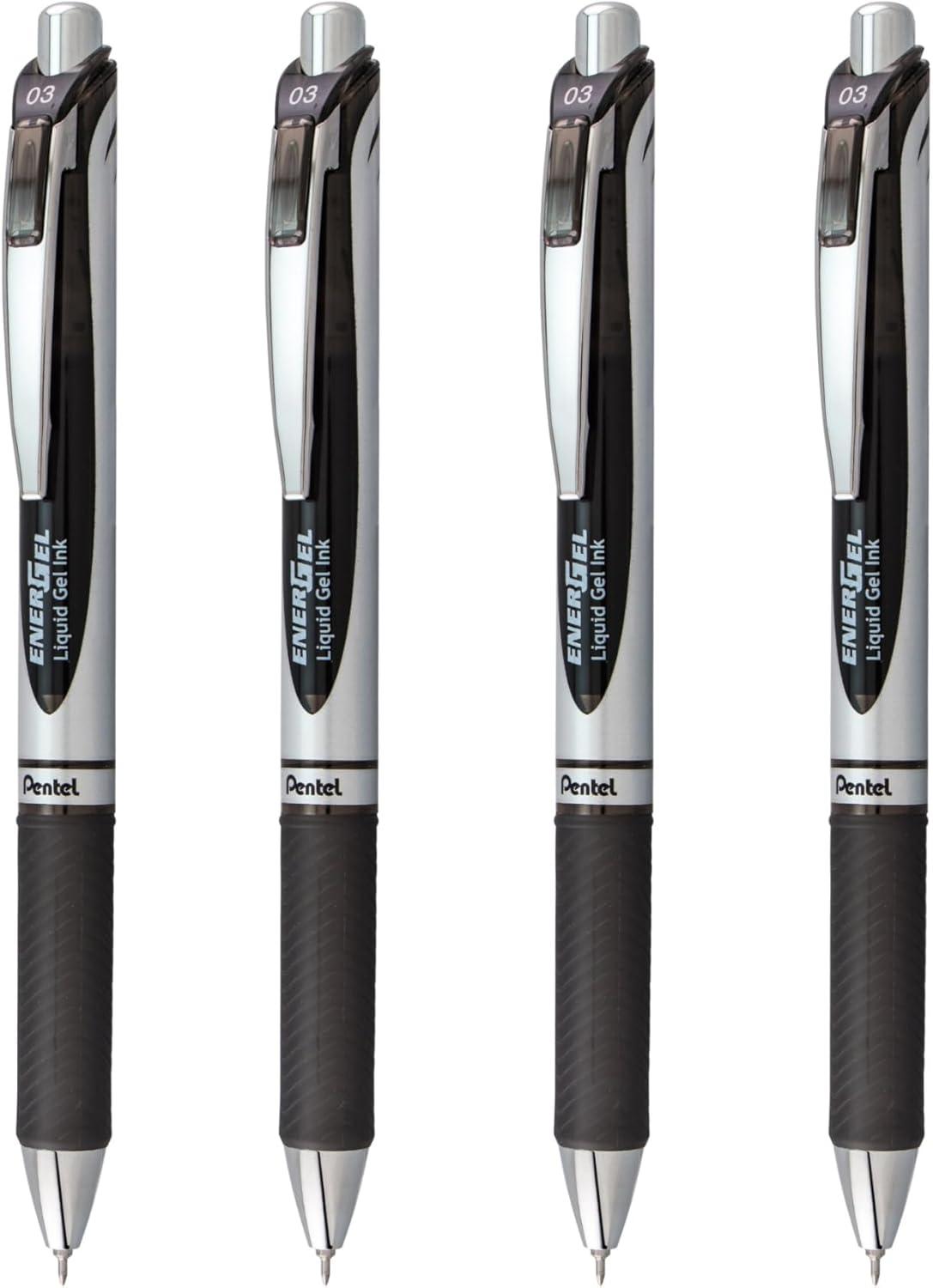 image:imagePentel EnerGel RTX Liquid Gel Pens Needle Tip UltraFine 03mm Black Ink 4pk BLN73PF4ABlack