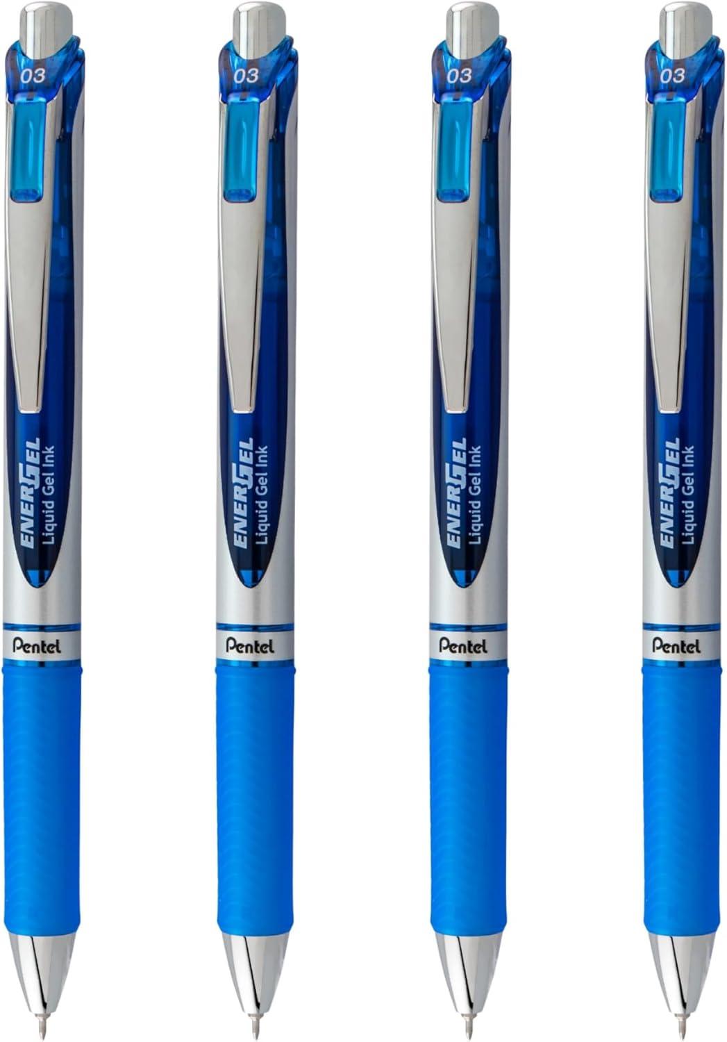 image:imagePentel EnerGel RTX Liquid Gel Pens Needle Tip UltraFine 03mm Black Ink 4pk BLN73PF4ABlue