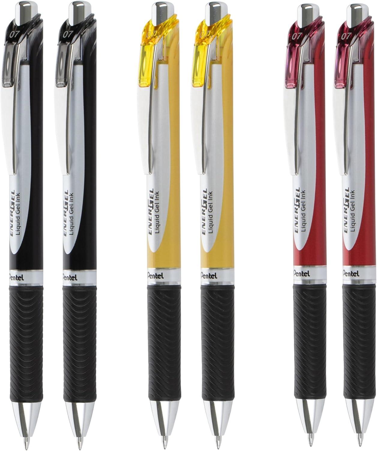 image:imagePentel EnerGel RTX Retractable Gel Pen 07mm Medium Point Black Ink Black Grip 6 count