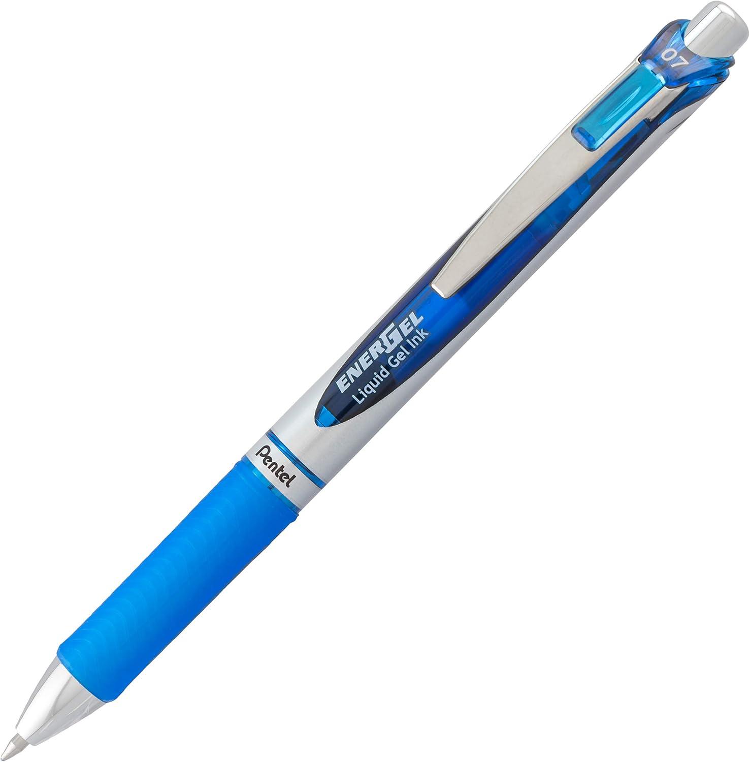 image:imagePentel EnerGel RTX Retractable Liquid Gel Pen 07mm Metal Tip Medium Line Blue Ink PlasticFree Packaging 5 Pack5 Count Pack of 1