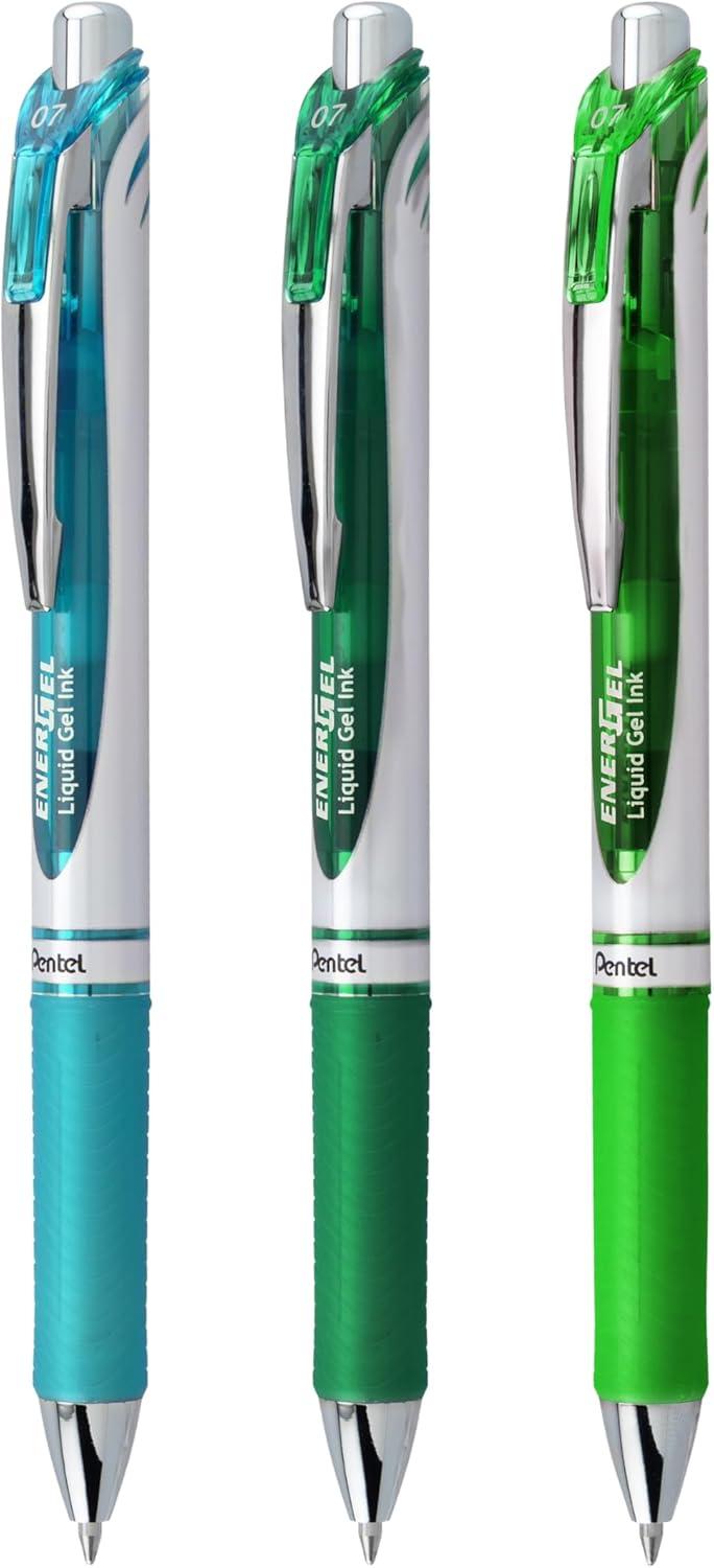 image:imagePentel EnerGel RTX Retractable Liquid Gel Pen 07mm Scholar Hue 2 Black and 1 Gray Ink Pack of 3 Pens BL77LEFBP3MChill