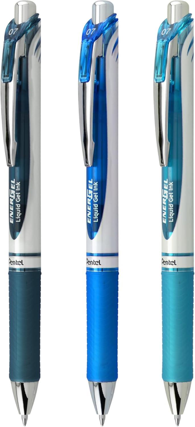 image:imagePentel EnerGel RTX Retractable Liquid Gel Pen 07mm Scholar Hue 2 Black and 1 Gray Ink Pack of 3 Pens BL77LEFBP3MNote Taking