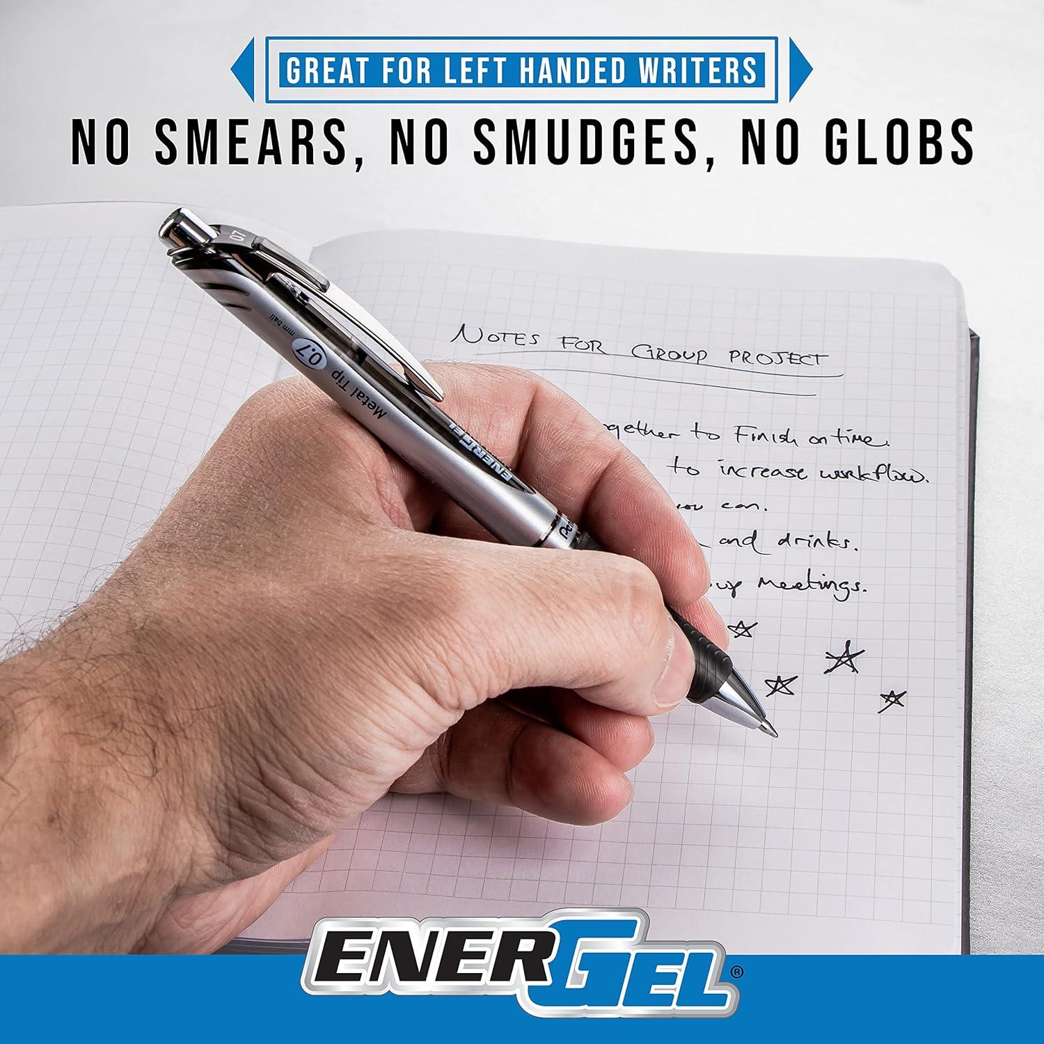 image:imagePentel EnerGel RTX Retractable Liquid Gel Pen 07mm Scholar Hue 2 Black and 1 Gray Ink Pack of 3 Pens BL77LEFBP3MScholar