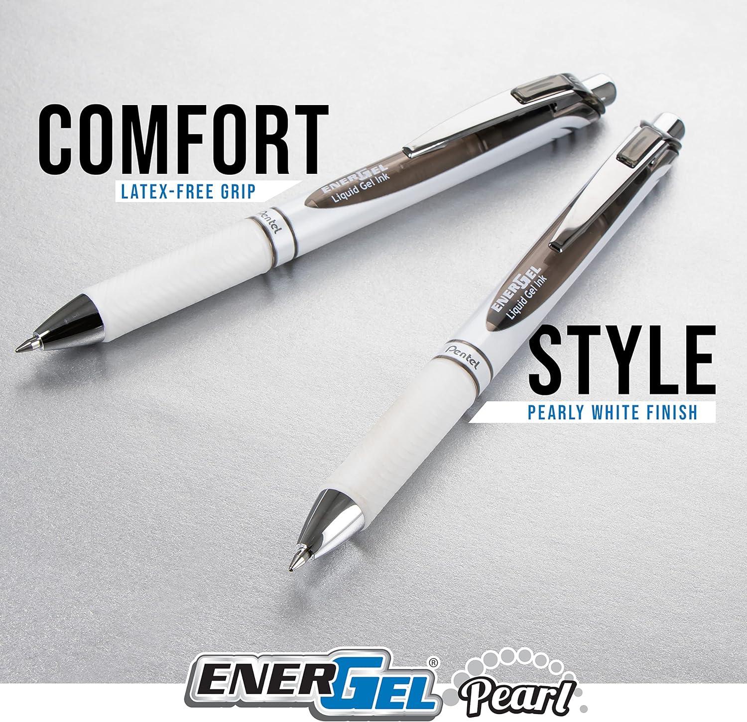 image:imagePentel EnerGel RTX and Pearl Retractable Liquid Gel Pen 07mm Metal Tip Medium Line Black Ink PlasticFree 8Pk BL77PWPF8A