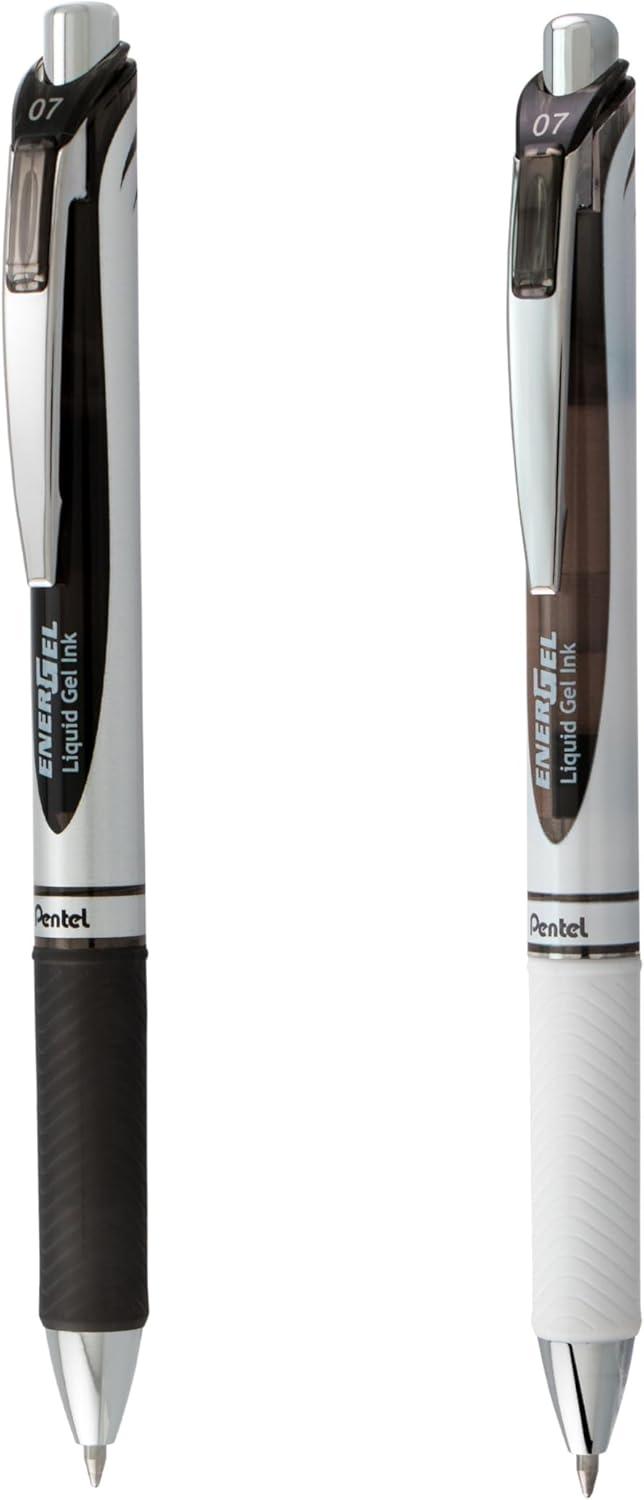 image:imagePentel EnerGel RTX and Pearl Retractable Liquid Gel Pen 07mm Metal Tip Medium Line Black Ink PlasticFree 8Pk BL77PWPF8A