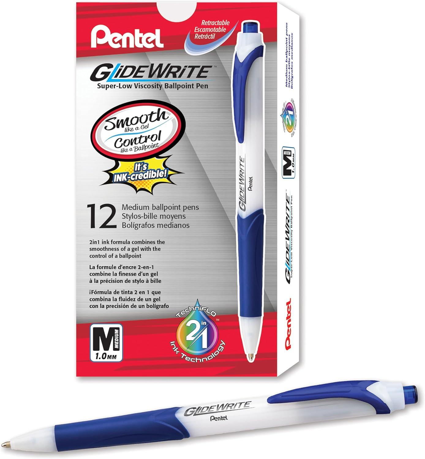 image:imagePentel GlideWrite Ballpoint Pen with TechniFlo Ink 10mm Medium Line Black Ink Pack of 6 BX910BP6ABlue