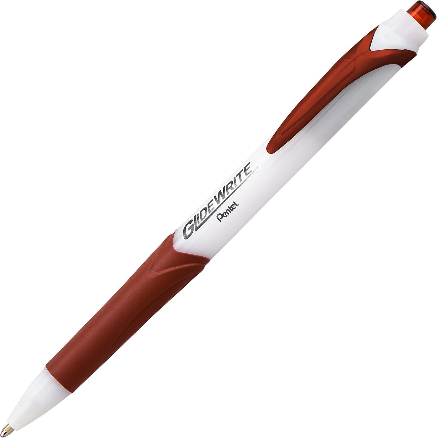 image:imagePentel GlideWrite Ballpoint Pen with TechniFlo Ink 10mm Medium Line Black Ink Pack of 6 BX910BP6ABrown