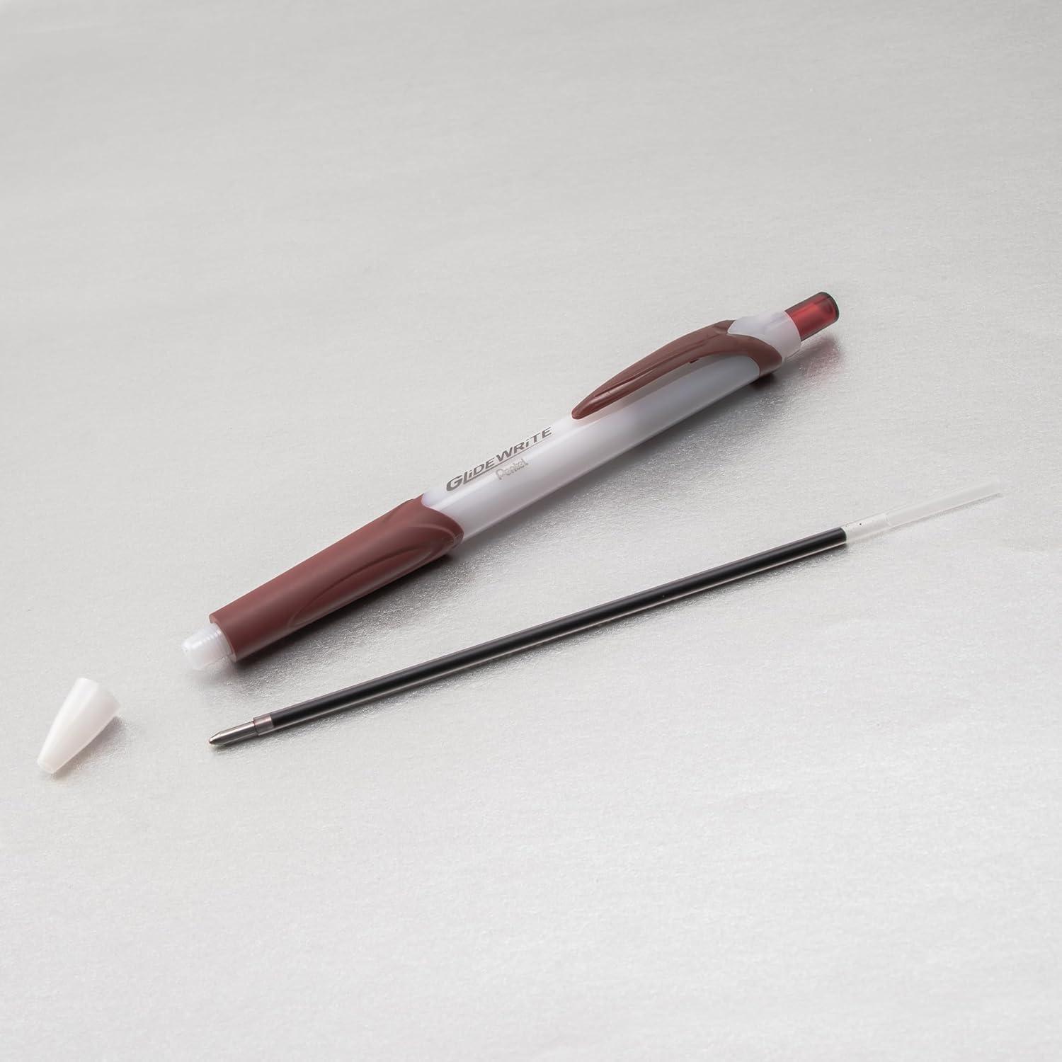 image:imagePentel GlideWrite Ballpoint Pen with TechniFlo Ink 10mm Medium Line Black Ink Pack of 6 BX910BP6ABrown