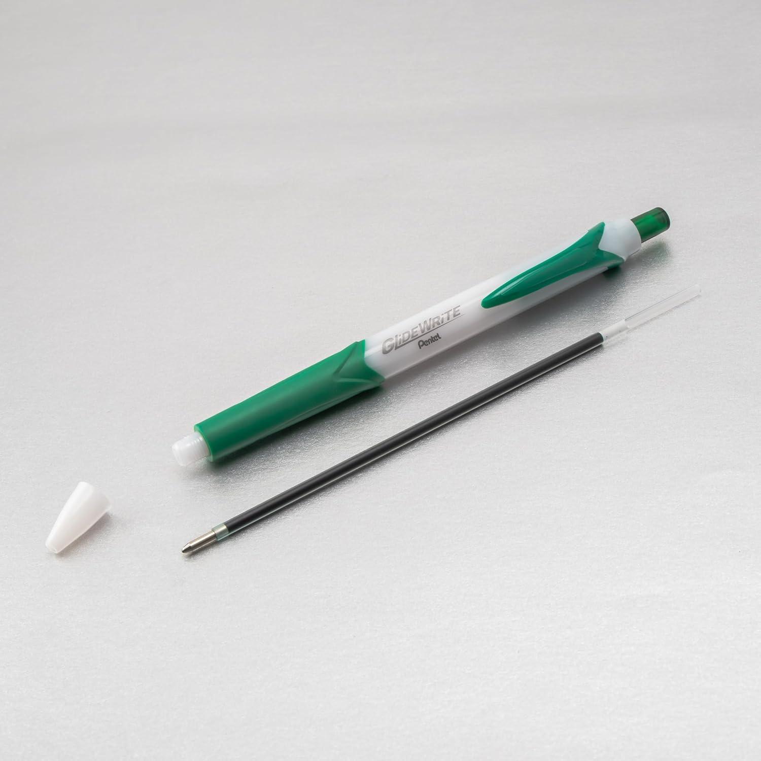 image:imagePentel GlideWrite Ballpoint Pen with TechniFlo Ink 10mm Medium Line Black Ink Pack of 6 BX910BP6AGreen