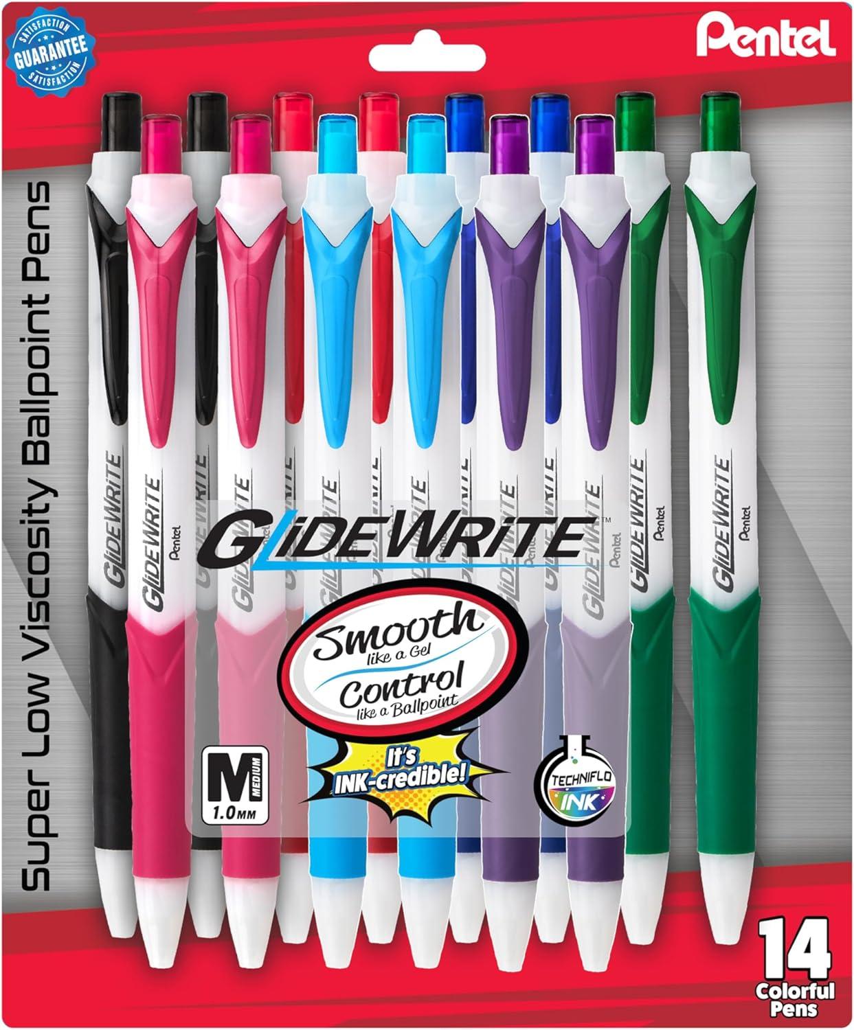 image:imagePentel GlideWrite Ballpoint Pen with TechniFlo Ink 10mm Medium Line Black Ink Pack of 6 BX910BP6AMulticolor