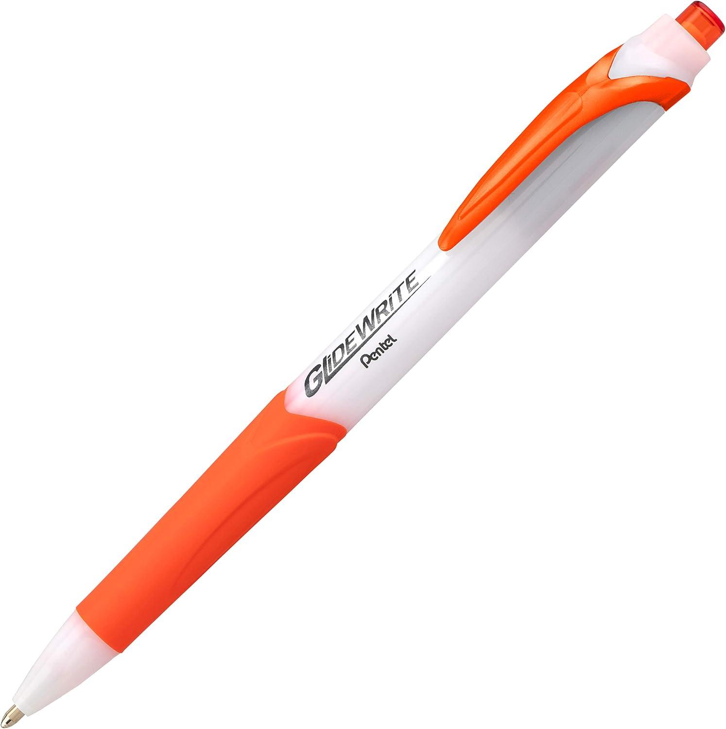 image:imagePentel GlideWrite Ballpoint Pen with TechniFlo Ink 10mm Medium Line Black Ink Pack of 6 BX910BP6AOrange