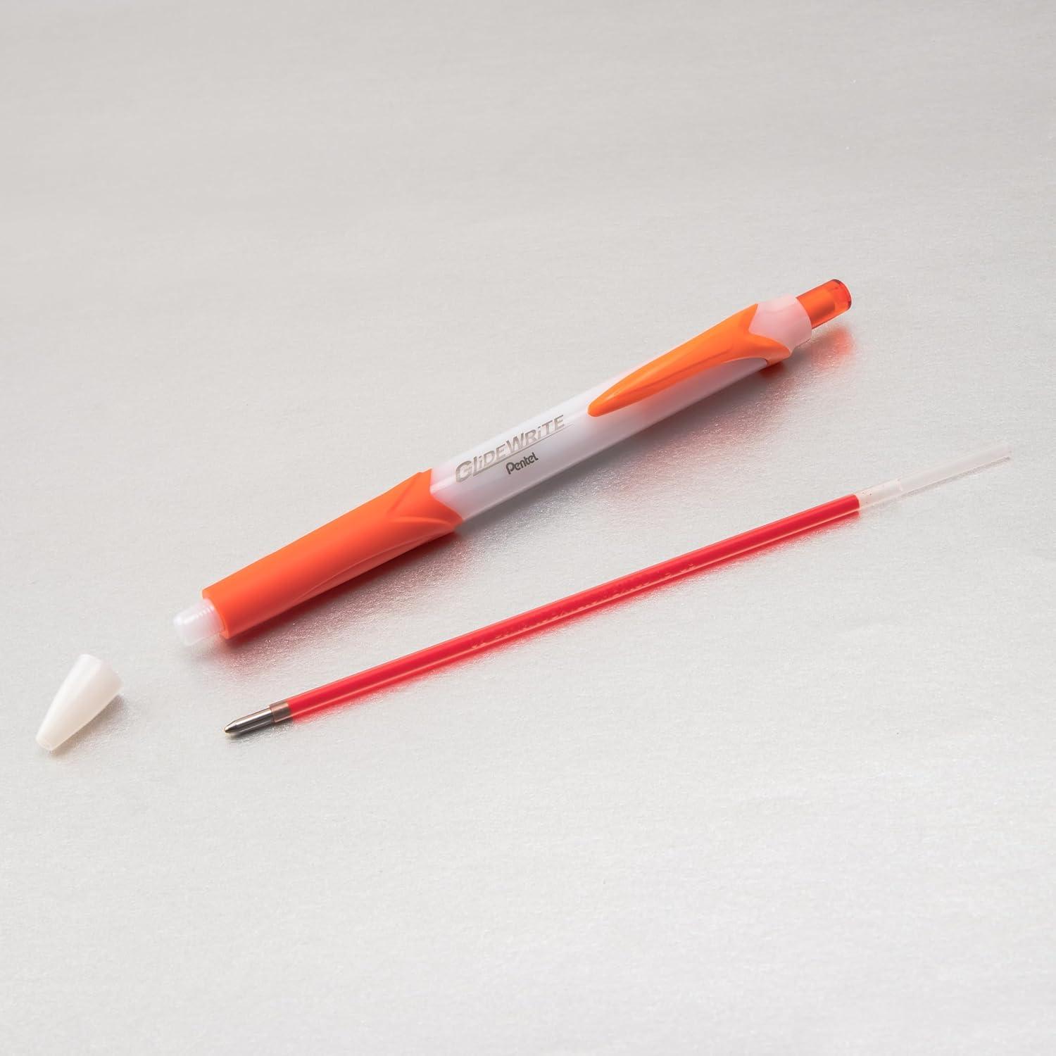 image:imagePentel GlideWrite Ballpoint Pen with TechniFlo Ink 10mm Medium Line Black Ink Pack of 6 BX910BP6AOrange