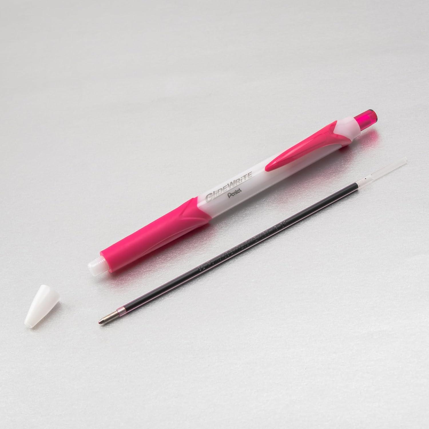 image:imagePentel GlideWrite Ballpoint Pen with TechniFlo Ink 10mm Medium Line Black Ink Pack of 6 BX910BP6APink
