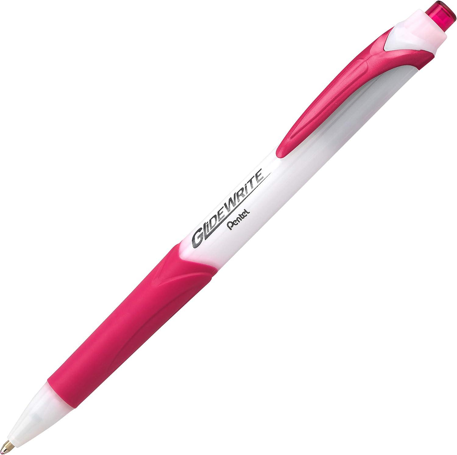image:imagePentel GlideWrite Ballpoint Pen with TechniFlo Ink 10mm Medium Line Black Ink Pack of 6 BX910BP6APink