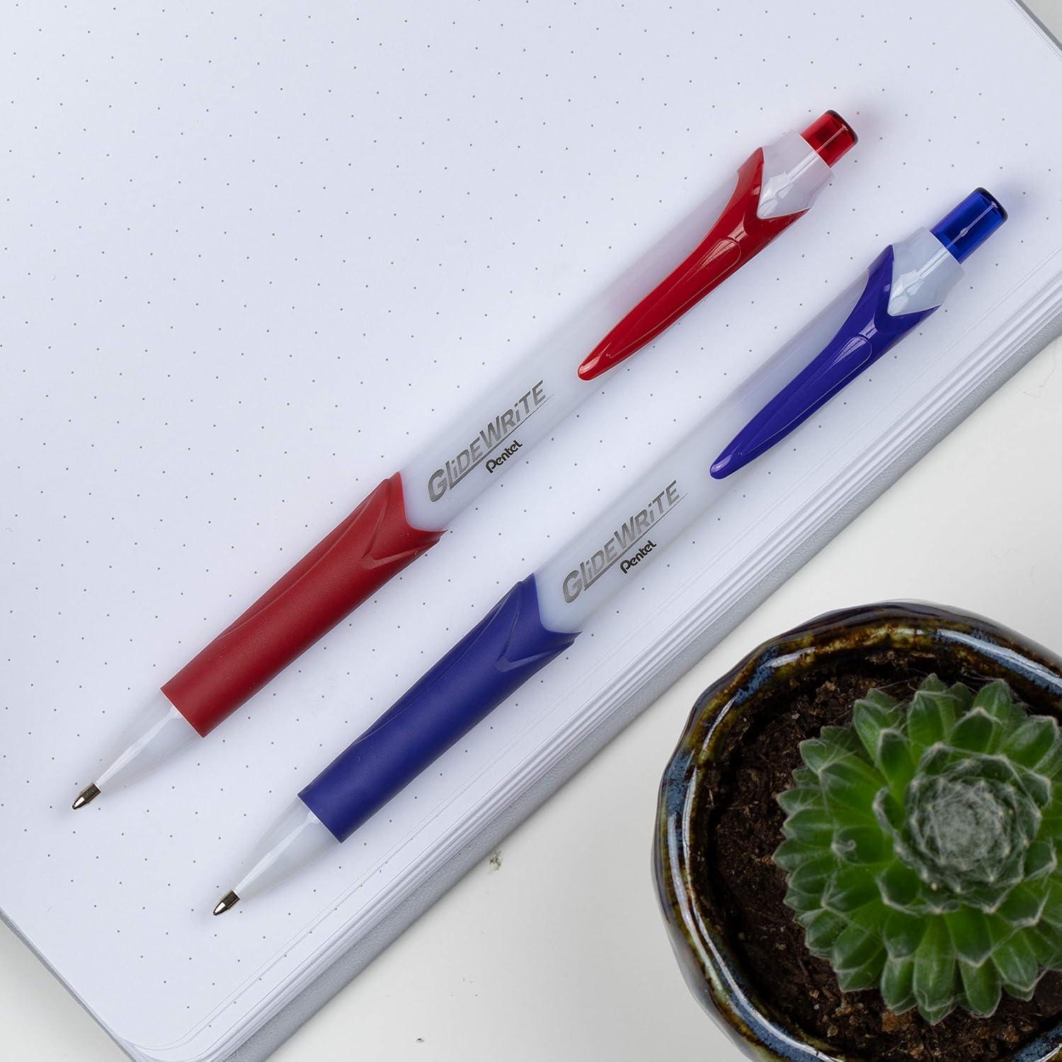 image:imagePentel GlideWrite Ballpoint Pen with TechniFlo Ink 10mm Medium Line Black Ink Pack of 6 BX910BP6APurple