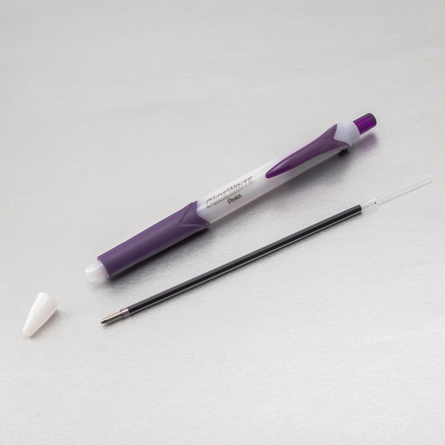 image:imagePentel GlideWrite Ballpoint Pen with TechniFlo Ink 10mm Medium Line Black Ink Pack of 6 BX910BP6APurple