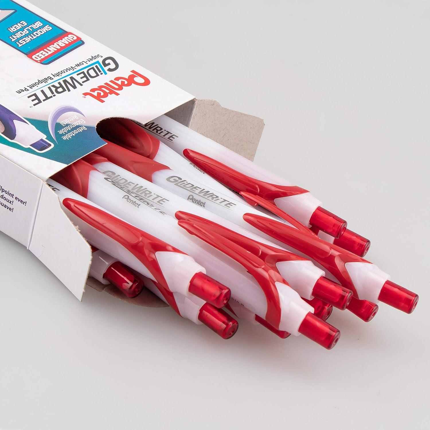 image:imagePentel GlideWrite Ballpoint Pen with TechniFlo Ink 10mm Medium Line Black Ink Pack of 6 BX910BP6ARed