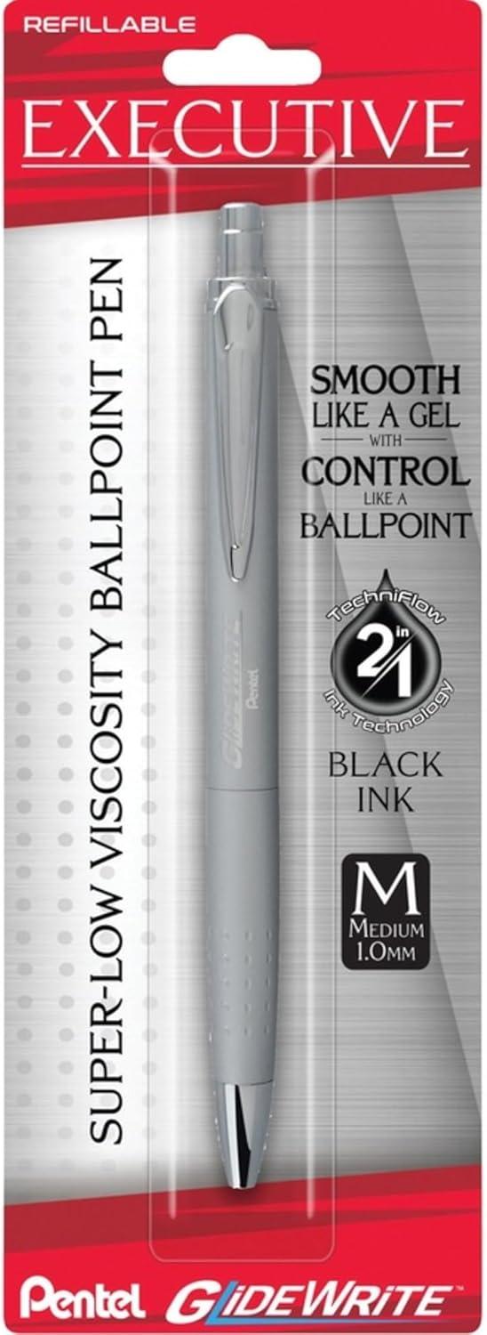 image:imagePentel Glidewrite Executive Ballpoint Pen 10mm Medium Black Metal Barrel Black Ink Pack of 1 BX970ABPSilver