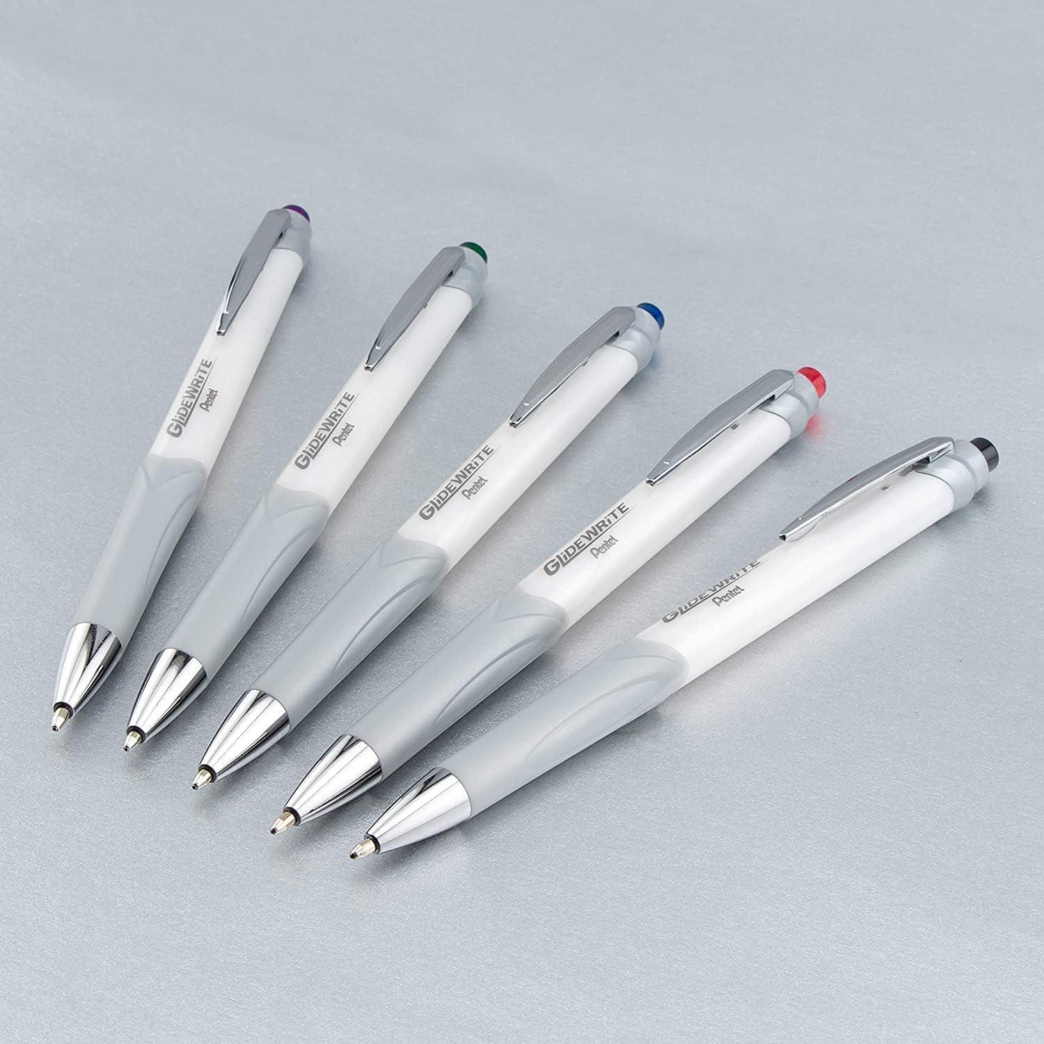 image:imagePentel Glidewrite Signature Ballpoint Pen with Smooth TechniFlo Ink 10mm Medium Point 6Pack of 3 Black Ink amp 3 Blue Ink Pens