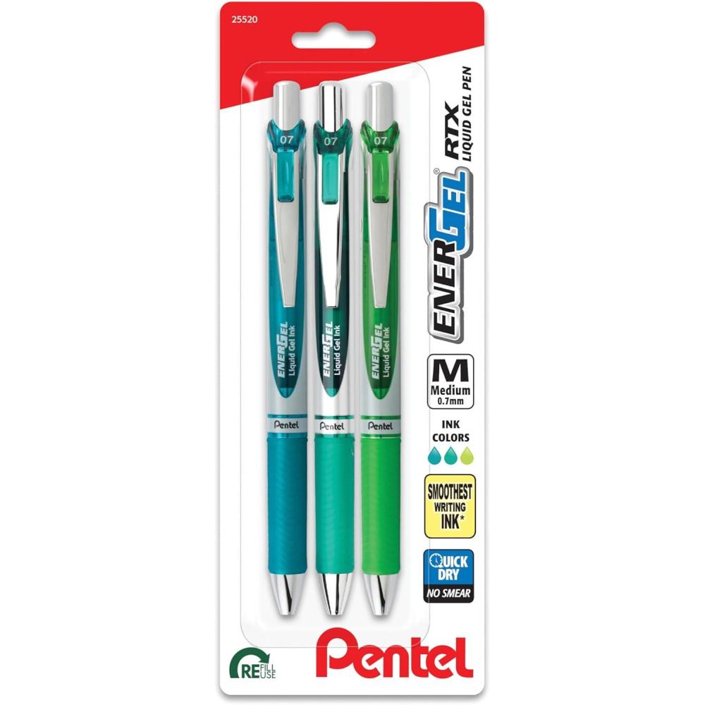 image:imagePentel EnerGel RTX Retractable Liquid Gel Pen 07mm Scholar Hue 2 Black and 1 Gray Ink Pack of 3 Pens BL77LEFBP3MChill