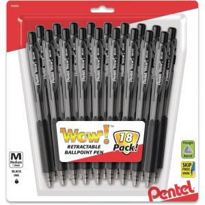 image:imagePentel 711766 Wow Retractable Ballpoint Pens Medium Point Black Ink