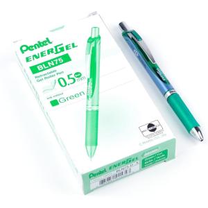 image:imagePentel EnerGel Deluxe RTX Retractable Liquid Gel Pens Fine Point 05 mm 54 Recycled Blue Barrel Black Ink Pack Of 12 PensGreen