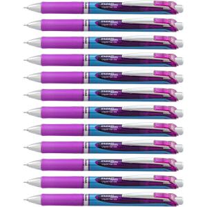image:imagePentel EnerGel Deluxe RTX Retractable Liquid Gel Pens Fine Point 05 mm 54 Recycled Blue Barrel Black Ink Pack Of 12 PensViolet