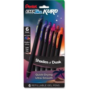 image:imagePentel EnerGel Kuro Shades of Dawn Retractable Liquid Gel Pen Assorted Ink Colors 6pk BL437DAWPF6Shades of Dusk