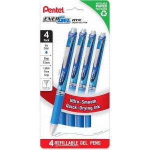 image:imagePentel EnerGel RTX Liquid Gel Pens Needle Tip Fine 05mm Blue Ink 4pk BLN75PF4CBlue
