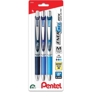 image:imagePentel EnerGel RTX Retractable Liquid Gel Pen 07mm Scholar Hue 2 Black and 1 Gray Ink Pack of 3 Pens BL77LEFBP3MNote Taking