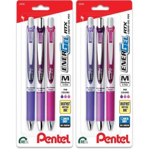 image:imagePentel EnerGel RTX Retractable Liquid Gel Pen Change Hue 07mm Sepia Brown and Burgundy Ink Pack of 3 Pens BL77CHABP3M3 Count Pack of 2