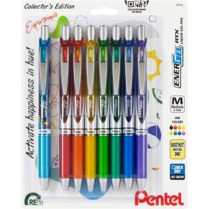 image:imagePentel EnerGel RTX Retractable Liquid Gel Pen Happiness Expressions Pack 07mm Metal Tip Medium Line Assorted Ink Pack of 8 Pens BL77XHAPBP8MHappiness