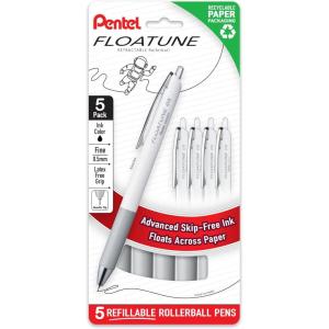 image:imagePentel Floatune Retractable Rollerball 05mm Fine Point Blue Ink 5pk BZN205PF5CBlack