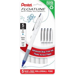 image:imagePentel Floatune Rollerball 08mm medium point Blue Ink 5pk BY108PF5C