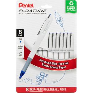 image:imagePentel Floatune Rollerball 08mm medium point Blue Ink Pack of 8 pens BY108PF8CBlue