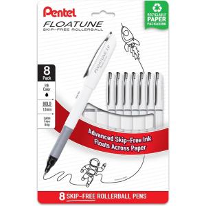 image:imagePentel Floatune Rollerball Pen 10mm Bold Point Black Ink Pack of 8 BY110PF8A