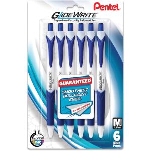 image:imagePentel GlideWrite Ballpoint Pen with TechniFlo Ink 10mm Medium Line Black Ink Pack of 6 BX910BP6ABlue