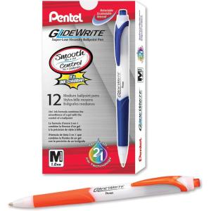 image:imagePentel GlideWrite Ballpoint Pen with TechniFlo Ink 10mm Medium Line Black Ink Pack of 6 BX910BP6AOrange