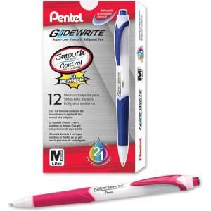 image:imagePentel GlideWrite Ballpoint Pen with TechniFlo Ink 10mm Medium Line Black Ink Pack of 6 BX910BP6APink