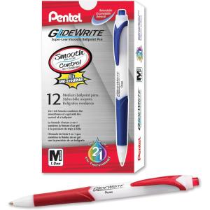 image:imagePentel GlideWrite Ballpoint Pen with TechniFlo Ink 10mm Medium Line Black Ink Pack of 6 BX910BP6ARed