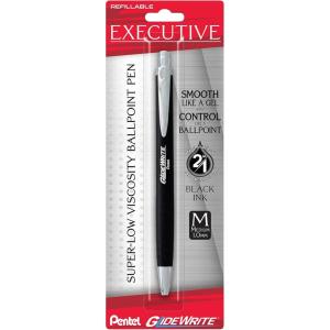 image:imagePentel Glidewrite Executive Ballpoint Pen 10mm Medium Black Metal Barrel Black Ink Pack of 1 BX970ABPBlack
