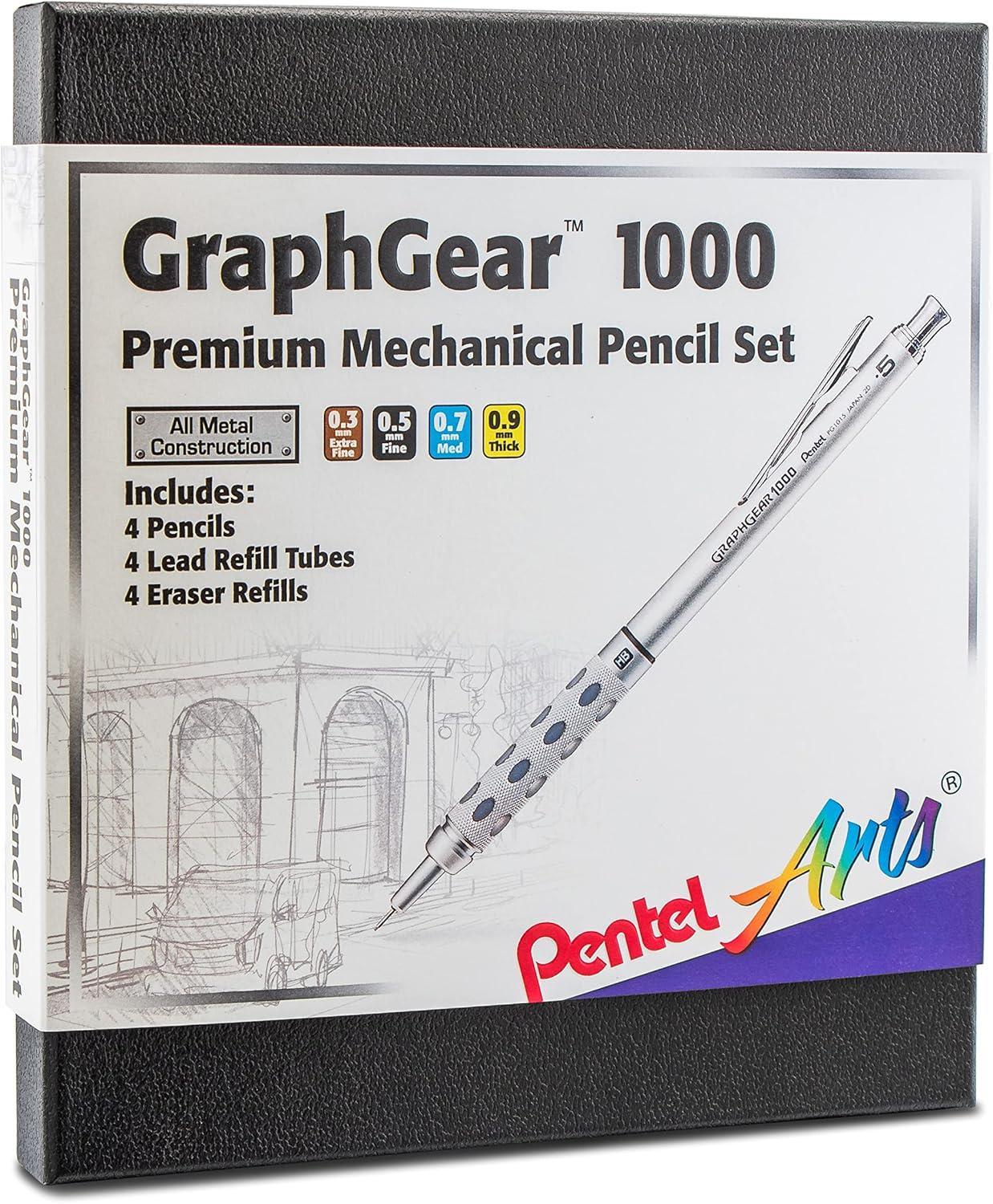 image:imagePentel Arts GraphGear 1000 Mechanical Pencil Premium Gift Set with Refill Leads amp Erasers PG1000BXSET1 Count Pack of 6