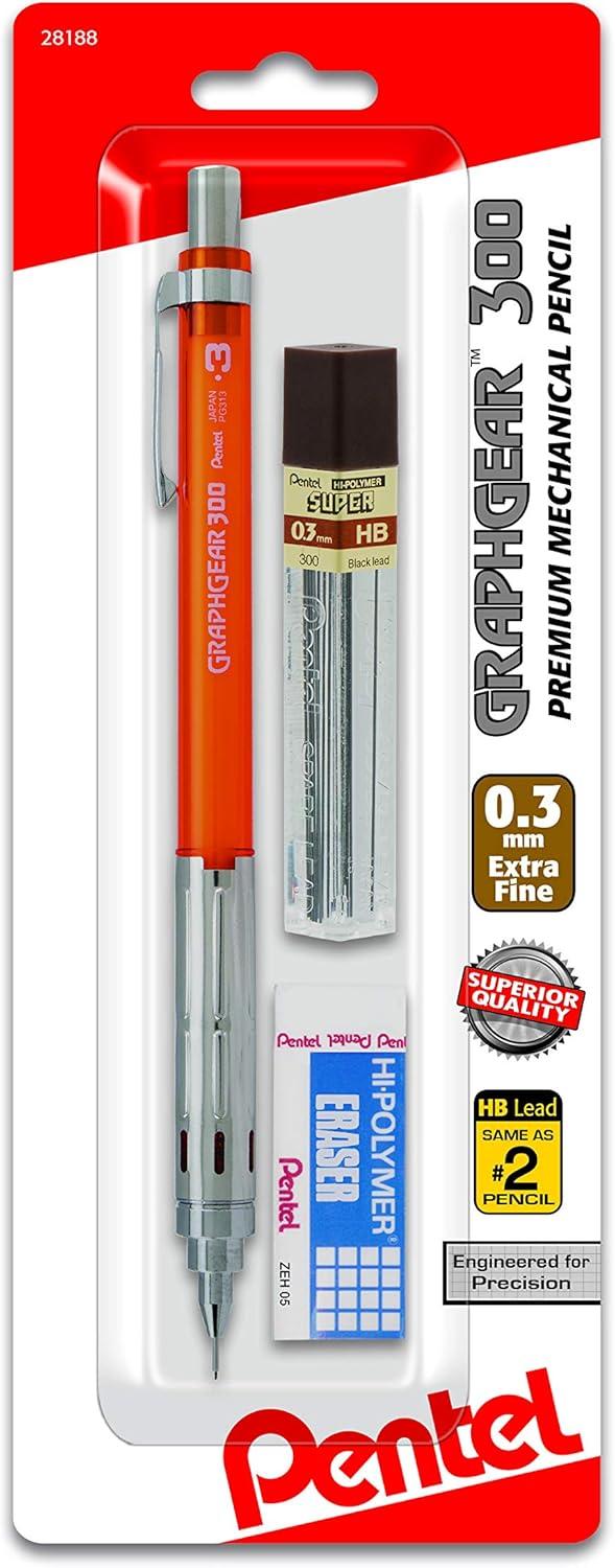image:imagePentel Arts GraphGear 300 Mechanical Pencil 09mm Thick line 1Pack Red Barrel1 Count Pack of 1