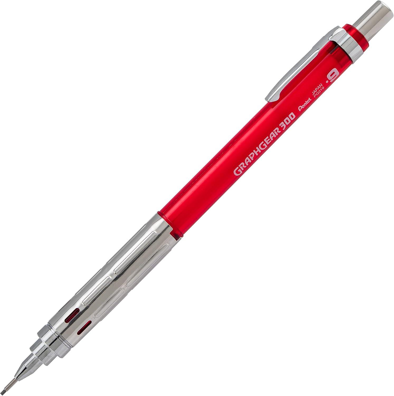 image:imagePentel Arts GraphGear 300 Mechanical Pencil 09mm Thick line 1Pack Red Barrel1 Count Pack of 1
