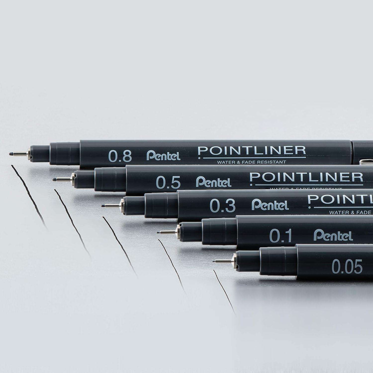 image:imagePentel Arts Pointliner Drawing Pen 5Pack Assorted Sizes Black Ink S20PBP5A