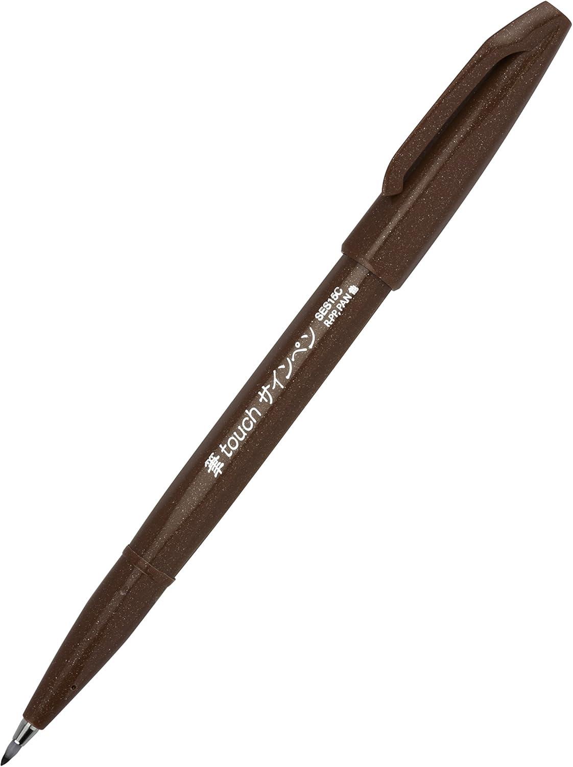 image:imagePentel Arts Sign Pen Brush Pale Blue Ink Box of 12 PensBrown